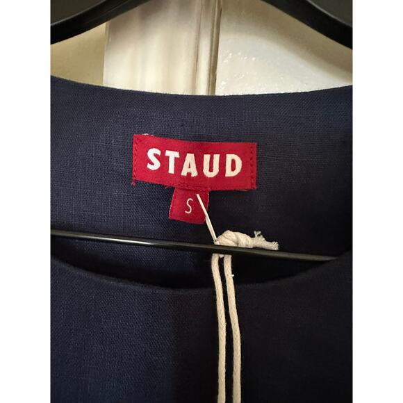 Authentic Staud allori dark navy blue and white linen allori dres - Picture 4 of 4